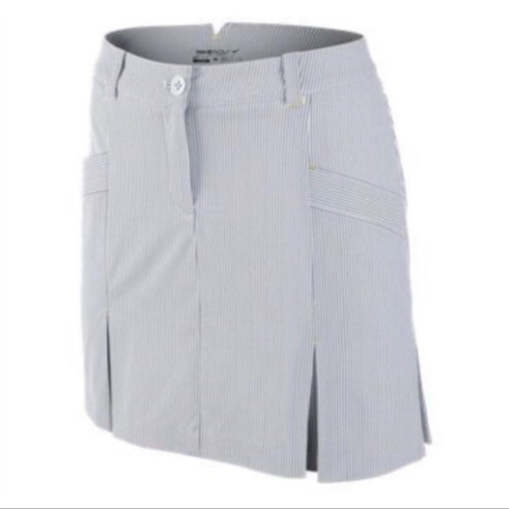 NIKE golf tour performance gray white pinstripe skirt pleated Sz 12 NWOT